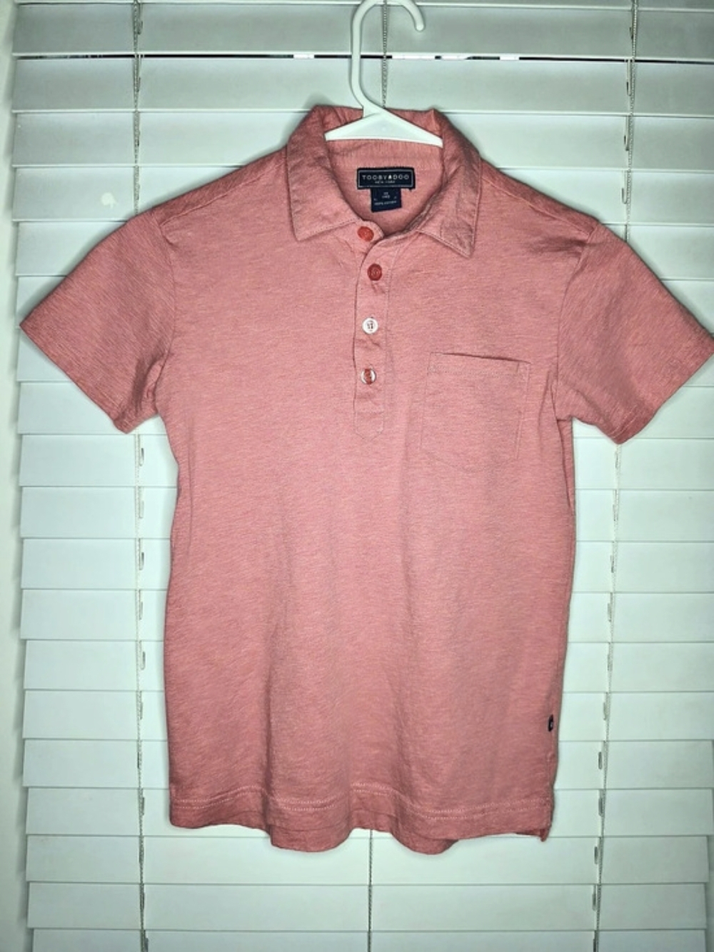 Toobydoo New York Boys Cotton Polo Shirt Size 10 Coral Pink Ombre Buttons Top